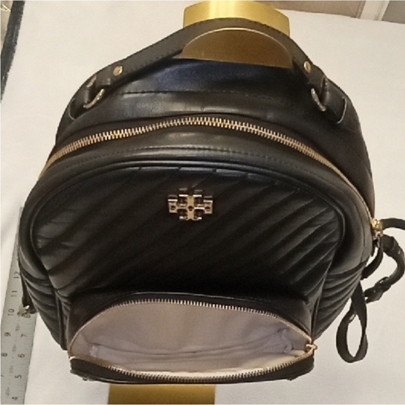 Tory Burch Black and Gold Quilted Backpack - Picture 2 of 6